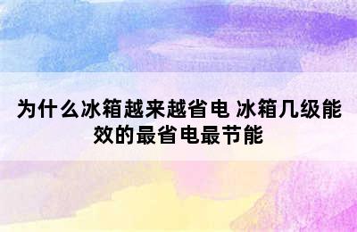 为什么冰箱越来越省电 冰箱几级能效的最省电最节能